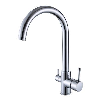 China Modern Brass Chrome Water Mixer Tap Kitchen Faucet With Double Handle for sale