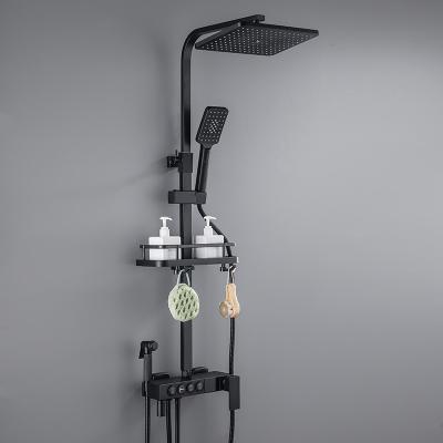 China Faucets New Arrivals 2020 Design Black Metered Shower Set Digital Display Shower Faucet Custom Four Speed ​​Shower for sale