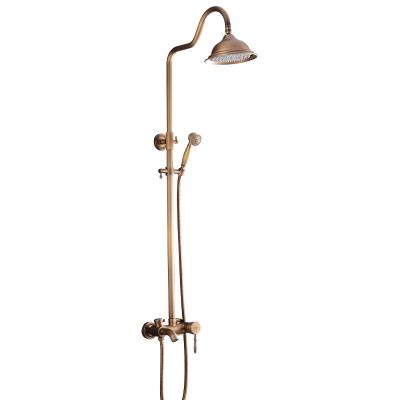 China With Sliding Bar Swept Brass Hot And Cold Shower Faucet Set Bathroom Set for sale