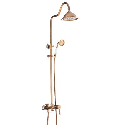 China With Slide Bar Bathroom Copper Faucet Shower Set Antique 3 Handle Shower Faucet Set for sale