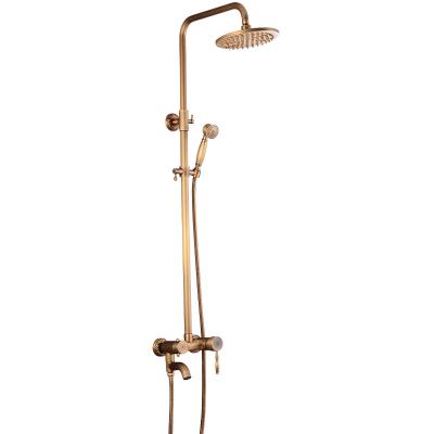 China With Sliding Bar Brush Brass Shower Faucet Set Bathroom Faucet Luxury Antique Shower for sale