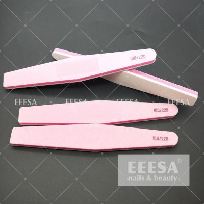 China Pink White Nail File Buffer Shine  Half Moon For Manicure  Pedicure for sale