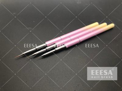 China Ombre Metal Handle Nail Art Brushes Round Hair Shape No Deformation With Cap for sale