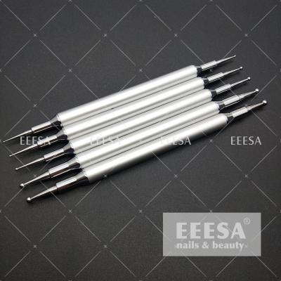 China 5PCS Set Nail Dotting Tools Silver Color Metal Handle Nail Art Tools Nails Beauty for sale