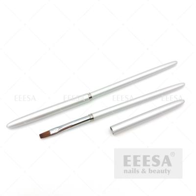 China Silver Metal Handle Diamond Decorations Flat Square Nail Art Gel Brush for sale