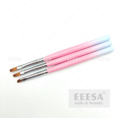 China Douane Ombre om Ovale Helling Één Slag Vierkante Vlakke Bouwer Gel Nail Brush Set Te koop