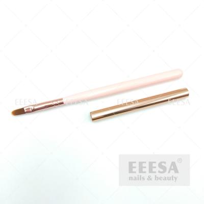 China Hot Rose Gold Pink Wooden Handle With Lid Size 6 Oval Gel Nail Brush for sale