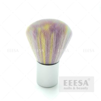 Cina Unghia portatile Art Cleaning Dust Brush della breve maniglia d'argento del metallo dei capelli dell'arcobaleno in vendita