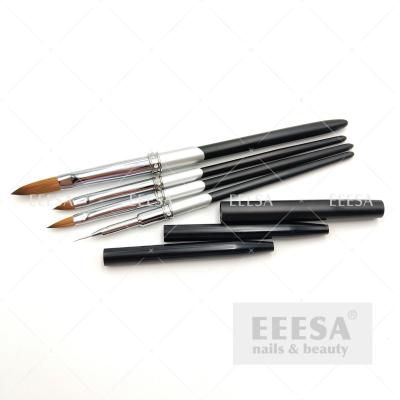 China Diamond Black Metal Handle 2021 Gel 3D Sculpt Liner Acrylic Brush Nail Art Brush Set for sale