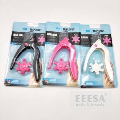 China Acrylic Nails Gel False Tip Frence U Shape Edge Clipper Cutter Dial Triple Cut Nail for sale