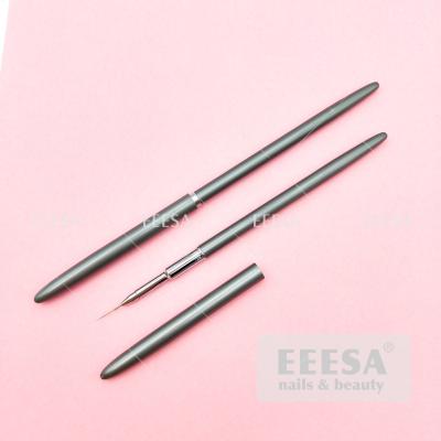 China Grey Aluminum Handle 9mm Borstel van Logo Nylon Nail Art Pen van de Lengte de In het groot Douane Te koop