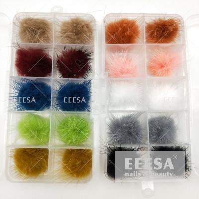 China 10Pcs Box For Nails Desoration Magnet Magnetic Pom Pom Puff Fur Fuzz Ball for sale