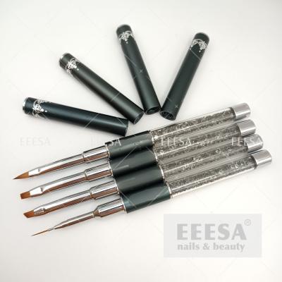 China Grey rhinestone crystal metal handle 3D gel liner nail art brush sets for sale