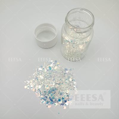 China Holographic Silver Blue For Nails 12 Colors Nail Art Sequins Bottle Mix Glitters zu verkaufen