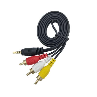 China Hot Selling HDTV Popular Products 3.5MM Plug To Gold 3 Female Plated RCA Audio Video Cable For Digital Coaxial Cable For Multimedia for sale