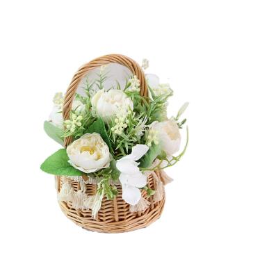 China Wedding Decor Artificial Flower Wholesale Large Peony As Flower Basket Box Artworks For Home Decoration for sale