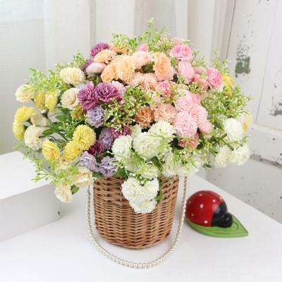 China Flower Wall Decoration Carnation Flower Head Artificial Plastic Flower On Flower Wall Decoration for sale