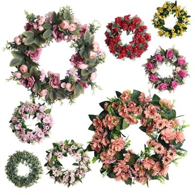 China Artificial Flower Silk Flower Wreath Garland Artificial Flower Decorative Decoration for Christmas Decor for sale