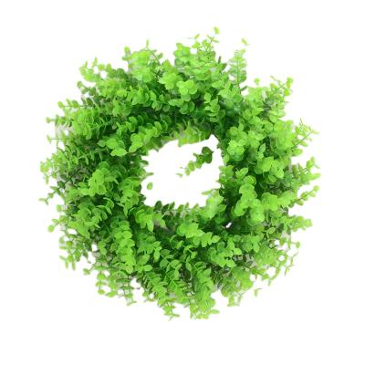 China Wedding Decor Decorative Green Plastic Artificial Eucalyptus Flower Garland For Garden Front Entrance Decor for sale