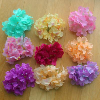 China Artificial Flower Head Hydrangea Flower Head Silk Flower Head For Wedding Wall Decor for sale