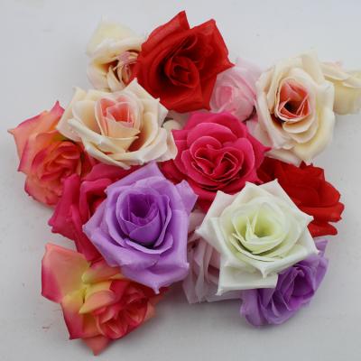 China Silk flower head artificial flower rose flower head for wedding festival decoration for sale