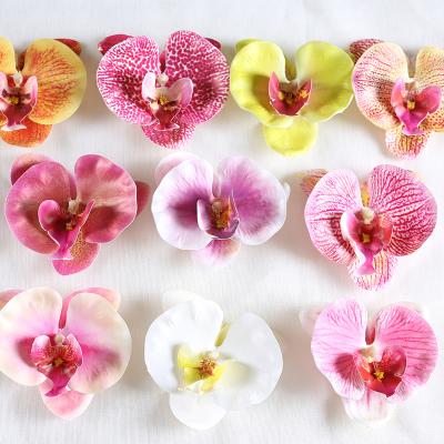 China Decor Orchids Artificial Flower Head Silk Flower Stimulation As Flower Decoration Backdrop for sale