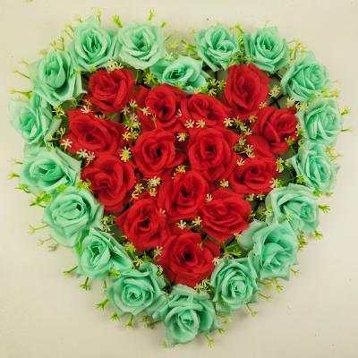 China Silk Artificial Flower Wedding Flower Preserved Rose Decor Artificial Flower In Heart Shape for sale