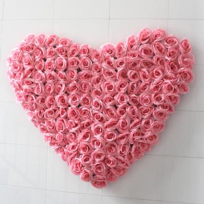 China 80*80cm Artificial Flowers Large Rose Flower Heart Shaped Love Rose Flower Wall Decoration Wedding Wall Silk Flower Garland Decor for sale