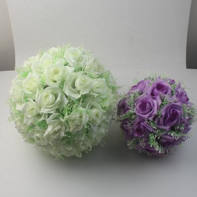 China Wedding Rose Decorative Silk Wedding Artificial Flower Rose Ball For Garden Decor for sale