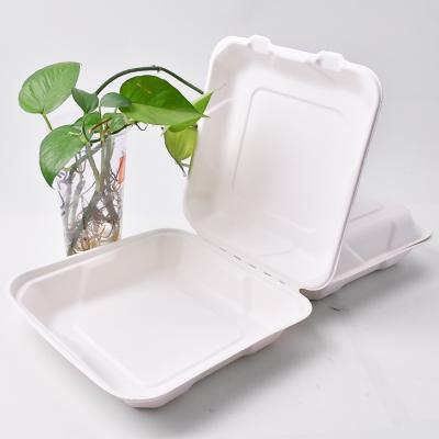 China Compostable Biodegradable Within 90 Day 1500ml Disposable Bagasse Pulp Take Away Food Containers 9inch Sugarcane Paper Lunch Meal Packing Box Biodegradable Fiber for sale