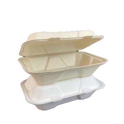 China Compostable Biodegradable Within 90 Days Factory Price Disposable Biodegradable Sugar Cane Food Container Bagasse Clamshell Food Box For Restaurant Party Catering Lunch for sale