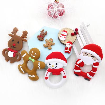 China Non-Toxic Santa Trees Christmas Gingerbread Man Funny Amazon Baby Teether Silicone For Newborn Babies Set for sale