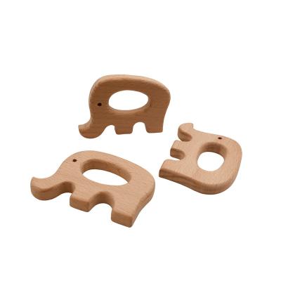 China Original Toy Beech Wood Ring Baby Elephant Soft Unfinished Animal Teether Necklace Charms Wooden DIY Gift Accessory for sale