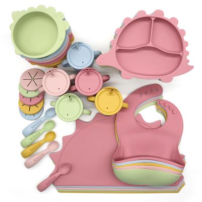 China Viable Suction Silicone Fox Cup Wholesale BPA Free Infant Baby Toddler Set Feeding Dishes And Bowls Set for sale