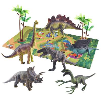 China realistic as real dinosaur play set to create a Dino World 3D dinosaur figure with activity play Mat And Trees dinosaur rubber toy for sale