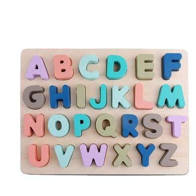 China DIY TOY Baby Colorful Toddler Boy Girl's Gift 3D Geometric Number Arabic Alphabet Jigsaw Digital Wooden Puzzle for sale