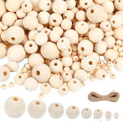 China Natural Wood Beads Garland Bead Garland Bead Luster Light Polished Wood Natural Wood Beads 50mm Round 6mm 8mm 10mm 20mm 25mm 30mm Wholesale for sale