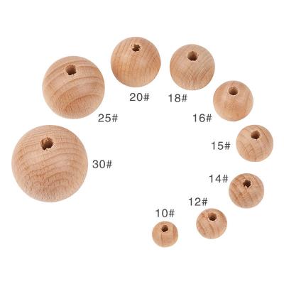 China High Quality Non-Toxic Chewable DIY Natural Round Engraved Beech Wood Beads DIY Accessory 20mm Baby Toy Accessories Making Organic Rosewo for sale