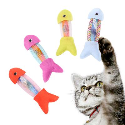 China Cat Toy Cat Interactive Throwing Toy Built-In Viable Fish Shape Matt for sale