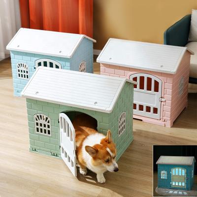 China Breathable Cages With Light, Carrier And House Type And Pets Application Plastic Puppy Kennel / Kennel With Toilet Drawer for sale