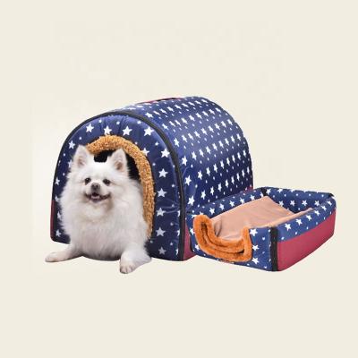 China Wholesale Stocked Large Cat Pet Dog House Luxury Indoor Factory Small Folding Portable Cheap Single Plush Short Cloth Large for sale