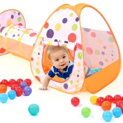 China Easy Foldable Kids Tent Catstle Tent Kids Pop Up Indoor Outdoor Foldable Play House 3 In 1 Ocean Storage Ball Pool Kids Tunnel Toddlers Tent for sale