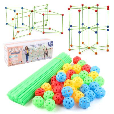 China Eco-friendly Material 3d Kids Diy Stem Castle Indoor Educational Game Toys Tunnels Tent Construction Fort Building Kit for sale