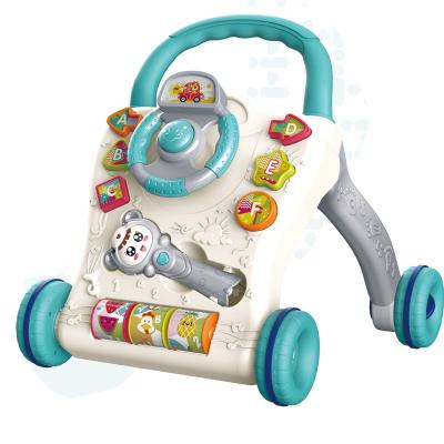 China Multi-funtional Educational Soft Toy Baby Carriage Toy Phone Steering Wheel Cute Musical Fantasy Cute Activity Baby Walker for sale