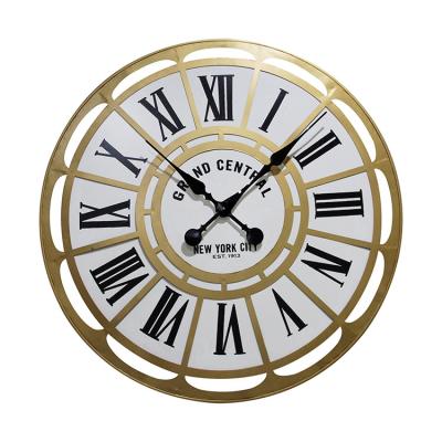 China Calendars Around Large Size Black Customizable Analog Metal Centurian Roman Numeral Style Modern Home Decor 3D Metal Wall Clock for sale