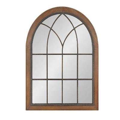 China Stained Glass Wall Mirror Window Sash Environmental Friendly Classical Decorative Vintage Wooden Arched Frames for sale