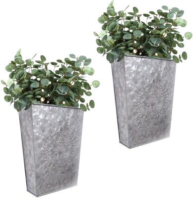 China Wholesale Cheap Artmade American Style Galvanized Silver Geometric Wall Hanging Planter Succulent Flower Pot For Garden Decor for sale