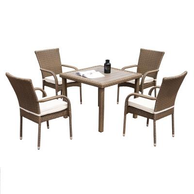 China BH-182 Modern Hotel Chair Table Steel Wicker Rattan Stacking Dining Patio Set Outdoor Garden Furniture for sale