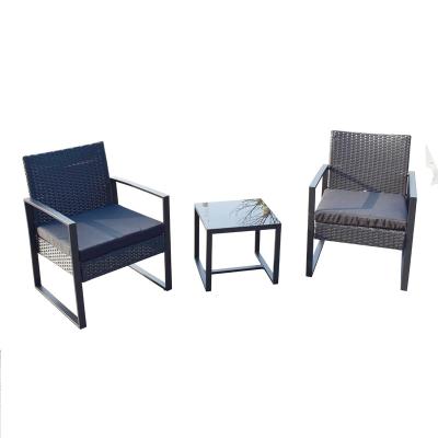 China Modern Hotel KM-6302 Chair Table Wicker Steel Rattan KD Sofa Set Patio Garden Outdoor Furniture for sale