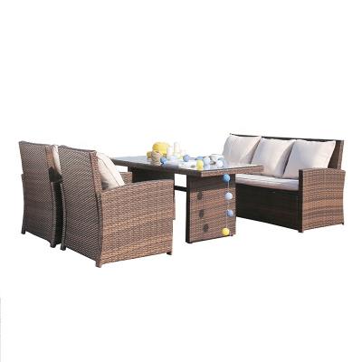 China Modern Courtyard Table Hotel BH-222 Steel Wicker Rattan KD Sofa Set Patio Garden Outdoor Furniture for sale